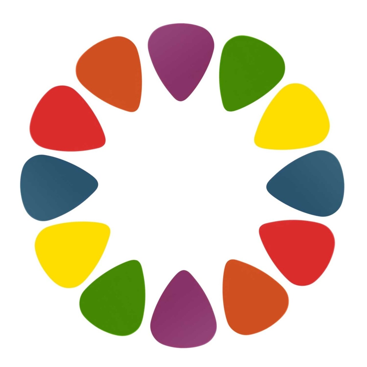 Standard Acoustic Electric Guitar Picks 12 Pack Delrin Plastic Color Coded